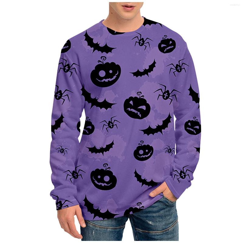

Men' T Shirts 3D Printed Pumpkin Oversized Shirt Halloween Harajuku For Men Casual Horror Long Sleeve T-Shirt Camiseta Hombre, Purple