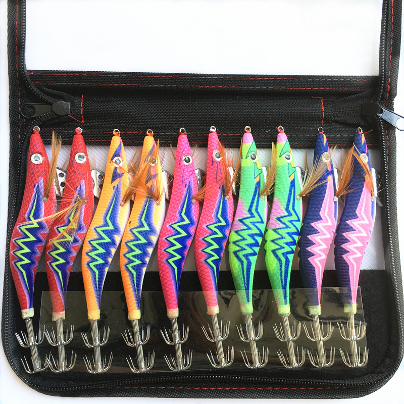 

Baits Lures 10PCS Fishing Lure Bag Squid Hook Jigs Octopus Cuttlefish Shrimp 3D Eyes Luminous 221111