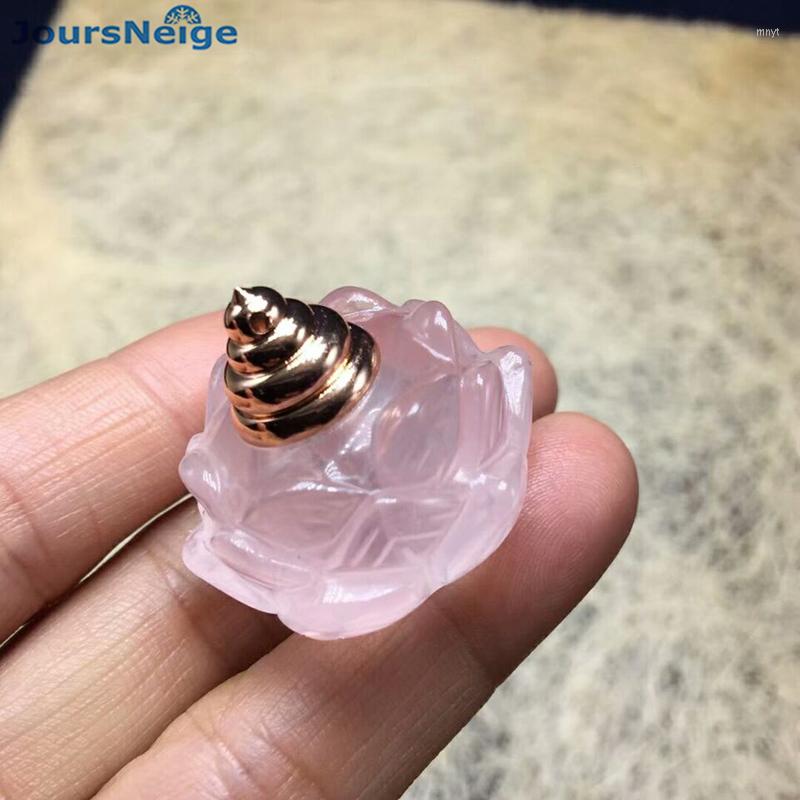 

Pendant Necklaces Wholesale Purple Natural Crystal Hand Carved Lotus Wishing Bottles Necklace Lucky For Women Men DIY Jewelry