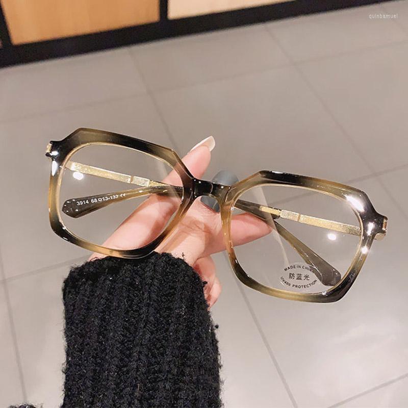 

Sunglasses Frames Anti Blue Light Glasses Retro Square Men Women Metal Flat Mirror Big Frame Myopia Computer Optical Eye Spectacle