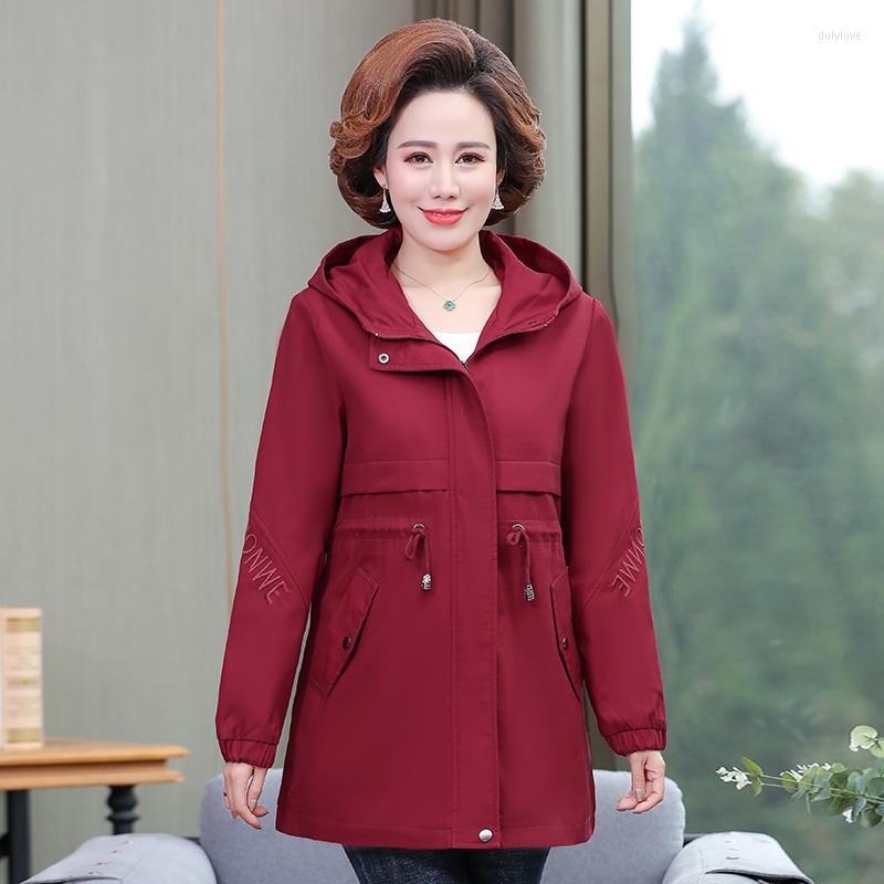 

Women's Trench Coats Women Spring Autumn Windbreaker Middle-Aged Elderly Coat Winter Plus Velvet Jacket Overcoat Female Outwear, Green