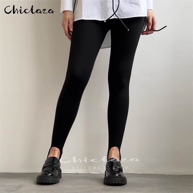 

Womens Leggings CHICLAZA Spring Autumn Women Vintage Black Elastic Casual High Waist Basic AllMatch Slim Pants Female 221113, Green