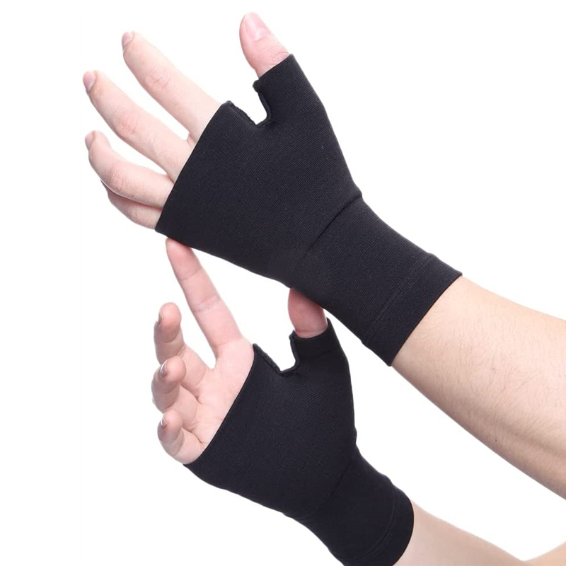 

Sports Gloves 2PCS Fingerless Compression Gloves Wrist Thumb Support Sleeves Protector for Carpal Tunnel Pain Fatigue Sprains Sports Wristband 221111, Black