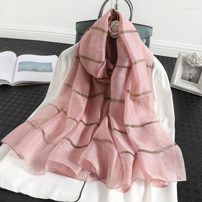 

Scarves 2022 Stripe Real Silk Wool Scarf For Women Winter Shawls Hijab Wraps Pashmina Bandana Foulard Poncho Femme