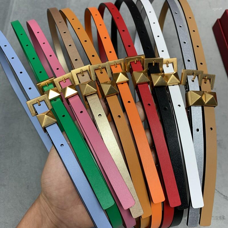 

Belts Mini Version Colored Cowhide Pin Buckle Belt To Act The Role Of Fashionable Trouser Waist 1.2CM Women's, Black