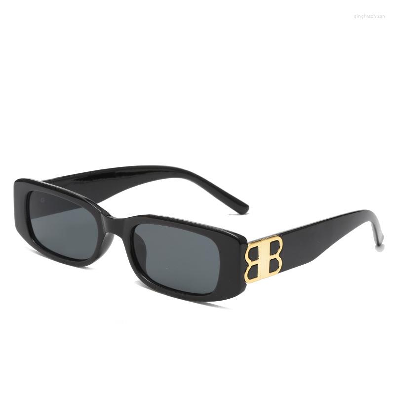

Sunglasses Futuristic Rectangle Bb Logo Women Men Uv400 Brand Designer Black Pink Leopard Small A002