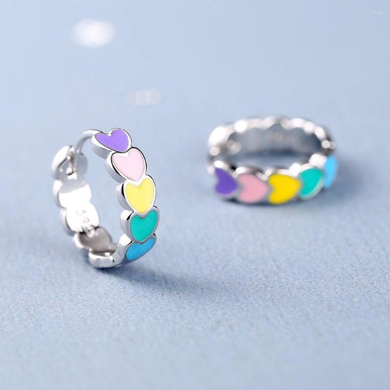 

Hoop Earrings Fashion Romantic Dangle Rainbow Women Girl Enamel Earring Ear Studs Hoops Eardrop