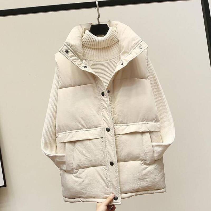 

Women' Vests Autumn Winter Big Size Sleeveless Jacket Women Korean Fashion Casual Female Nice Warm Vest Outerwear Wholesale 221114, 612 black
