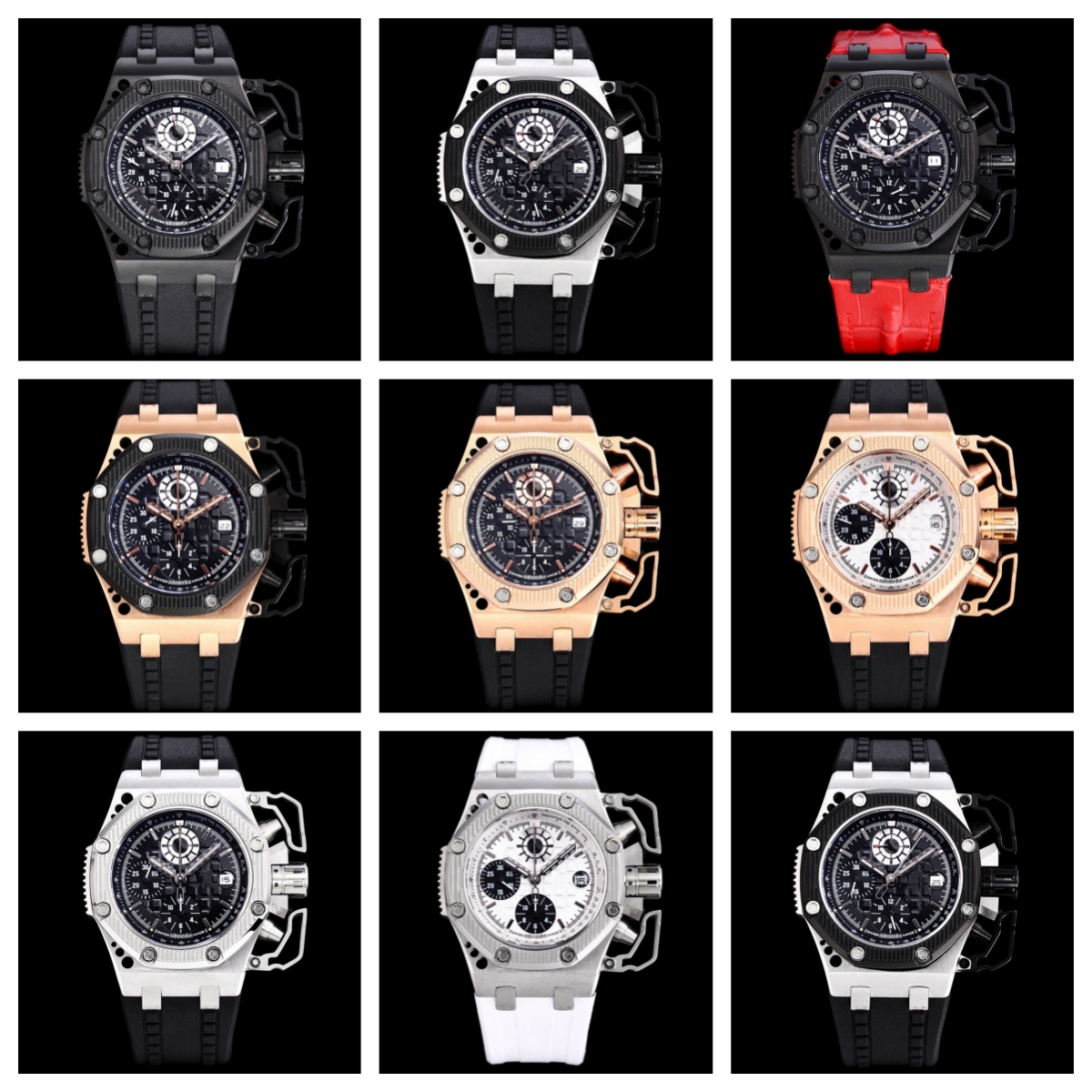 

ZF Survivor montre DE luxe mens watches 44mm chronograph machincal movement steel case rubber strap luxury watch Wristwatches waterproof, As picture