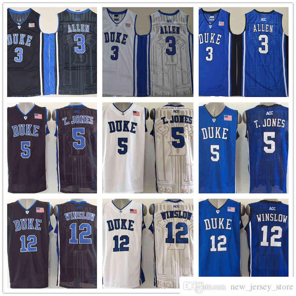 

NCAA Basketball Jerseys Cheap Mens #3 Grayson Allen Jersey 5 Tyus Jones 12 Justise Winslow Blue Black White Duke Blue Devils College
