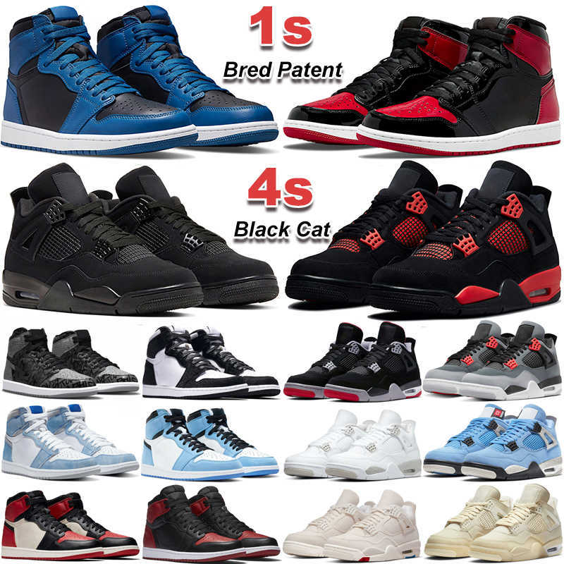 

2022 1 High OG Jumpman 4s Men Basketball Shoes 1s Bred Patent Dark Marina Blue 4 Black Cat Red Thunder Sail White Oreo Bordeaux Mens Women, Box