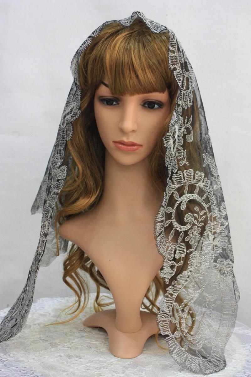 

Scarves Silver Traditional Embroidery Spanish Lace Mantilla