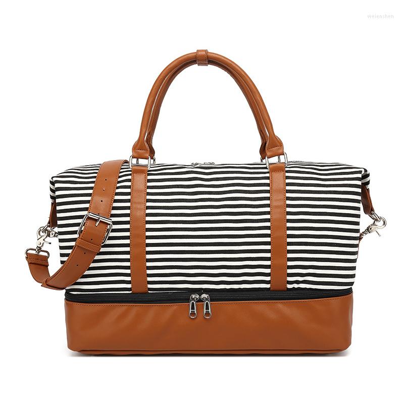 

Duffel Bags Casual Lager Duffle Bag Women Men Short Distance Traveling Overnight Weekend Luggage Pouch Carry Clothes Toiletries Accessories, Black strips