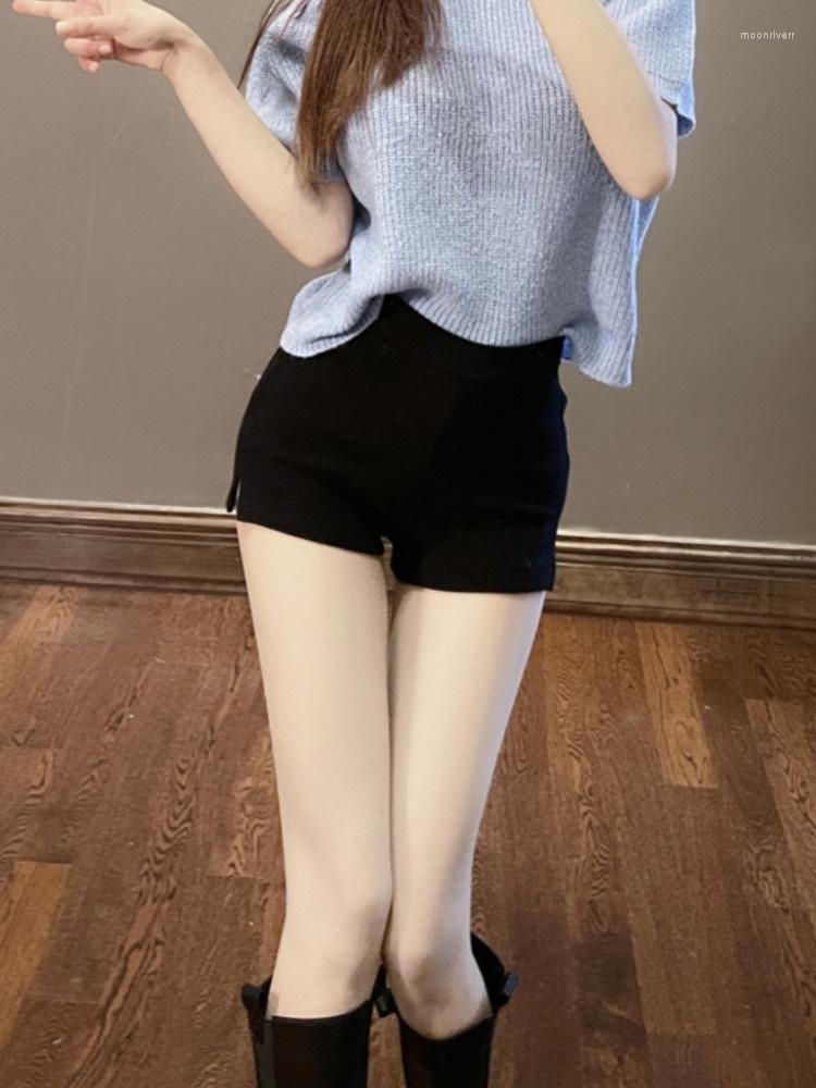 

Women' Pants High Sweet Women Waist Short Stretch Sexy Girls Knee Length Knitted Korean OEW2, Black