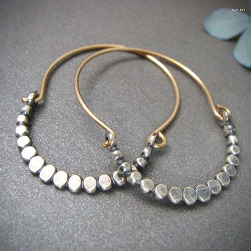 

Hoop Earrings 2022 Dainty Big Bohemia For Women Two Tone Statement Female Jewelry Wedding Accessories Boho Party Gift