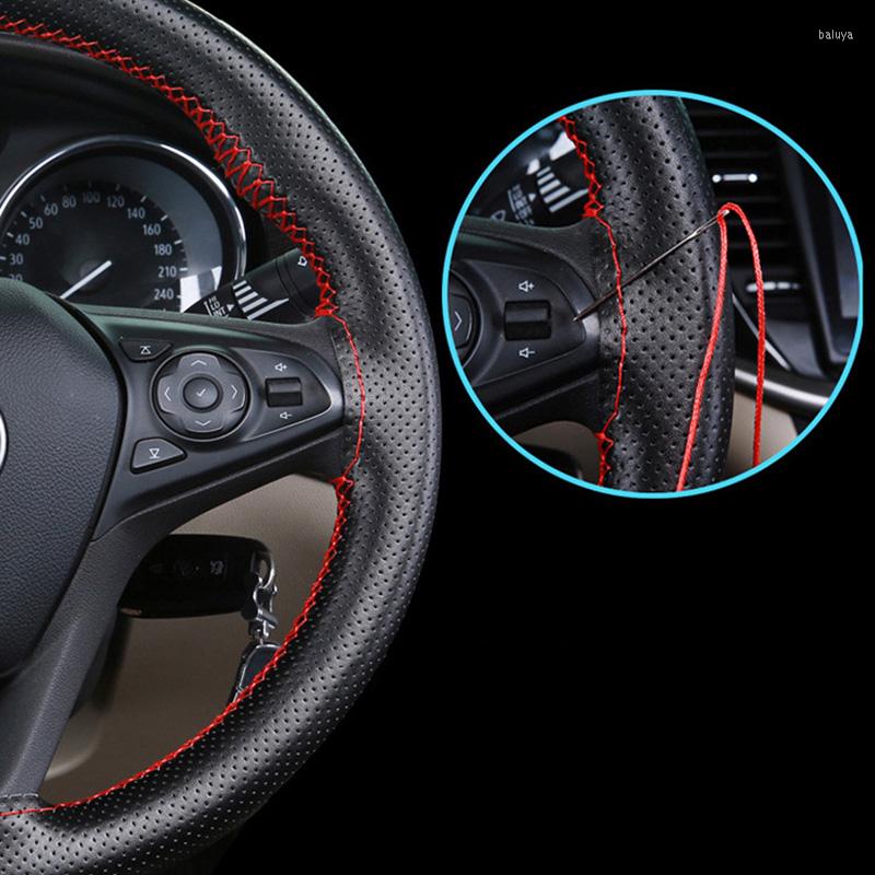 

Steering Wheel Covers Car Braid Cover Needles And Thread Artificial Leather Suite DIY Texture Soft Auto Interior Accessories