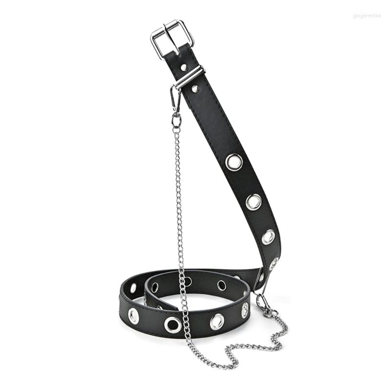 

Belts Women Faux Leather Belt Black For Jeans Pants Grommet With Pin Buckle