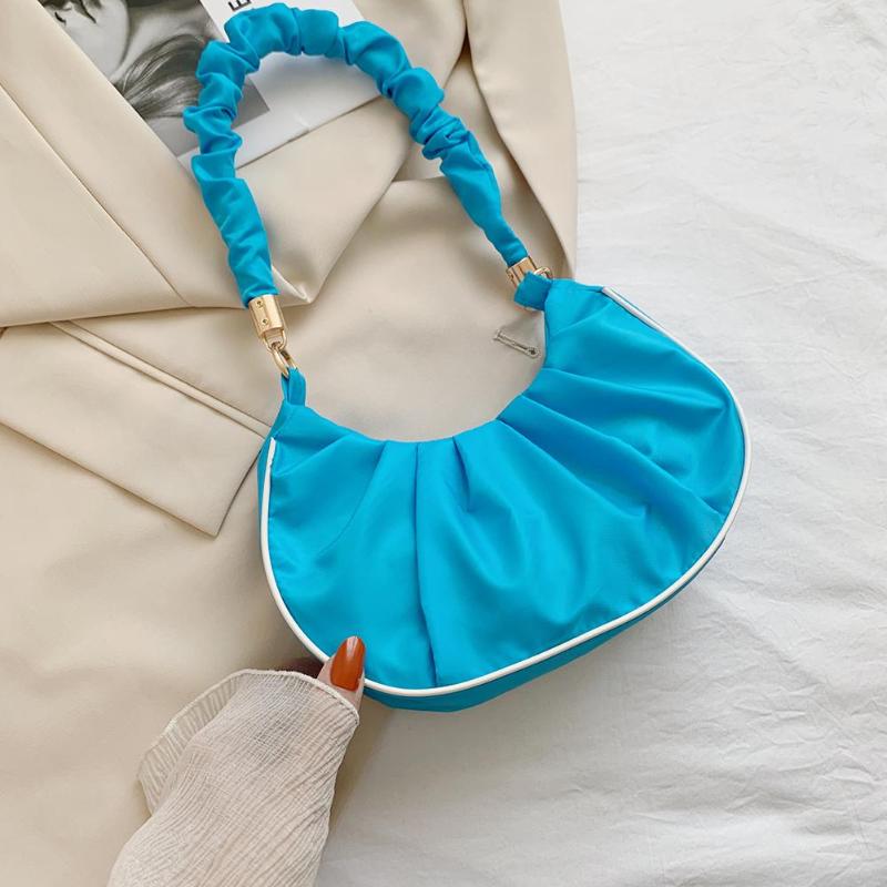 

Evening Bags Fashion Women Shoulder Bag Pleated Crescent Stylish Solid Color Small Casual Ladies Handbags Purse For Leisure Traveling, Green