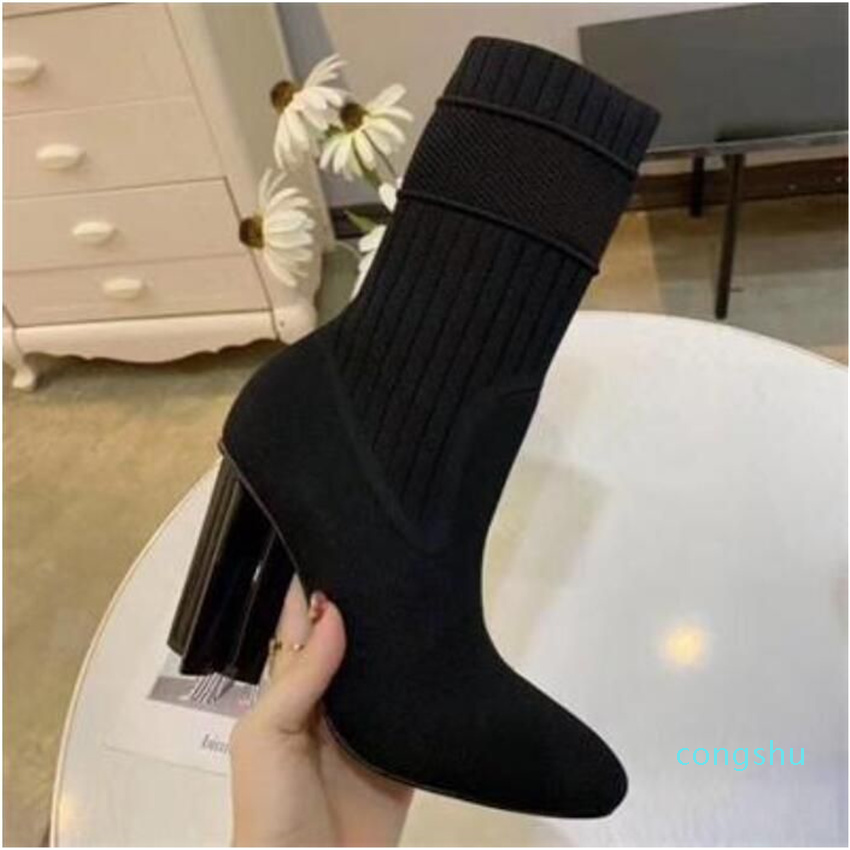 

Fashion Women Designer Boots Silhouette Ankle Boot Black martin booties Stretch High Heel Sock Boots and Flat Sock Sneaker Boot xx