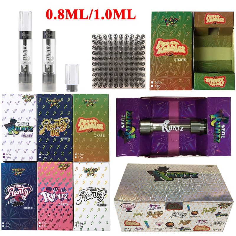 

Emptyt Runtz Vape Cartridges Classical Packaing 0.8ml 1ml Ceramic Coil Vape Carts White Glass Tank Cartridge Thick Oil E Cigarettes Wax Vaporizers 510 Thread