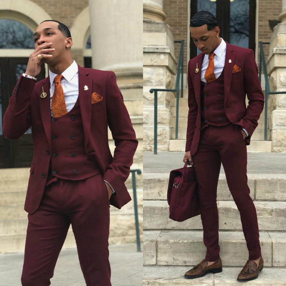 

Wedding Tuxedos Two Buttons Men Suits Groomsmen Notch Lapel Groom Tuxedos Wedding/Prom Man Blazer Jacket Pants Vest Tie W1166, Same as image