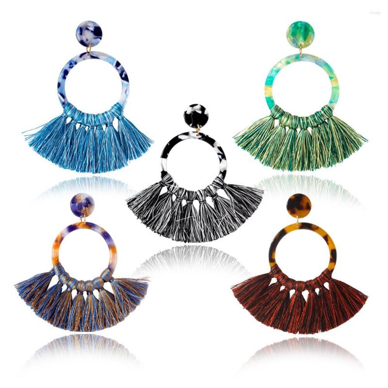 

Hoop Earrings VG 6YM 2022 Long Tassels Dangle Earring Fashion Bohemian Style Acrylic Acetate Girls Ladies Party Jewelry Gifts