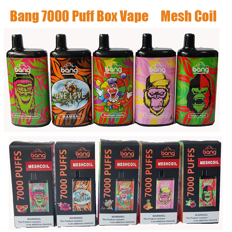 

7000 Puffs Bang Vape Disposable E-cigarettes 15ml Vaper Desechables Rechargeable 850mah Battery Bang 7000 Puff