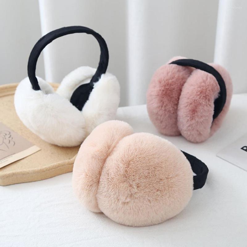 

Berets Foldable Earmuffs For Winter Warmth Male And Female Ear Protectors Cute Student Fluffy Hair Thickened Plush Bag, White