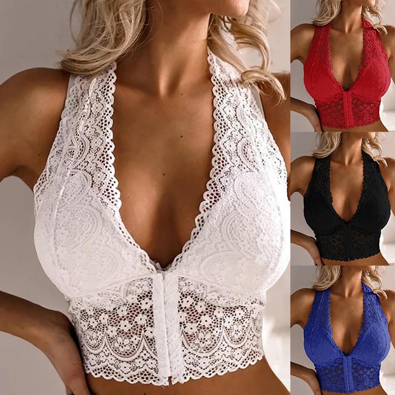 

Bras Women Summer Hollow Out Bralette Solid Lace Sexy Flower Beautiful Back UnderwearVest Female Lingerie Corset Top, Bl