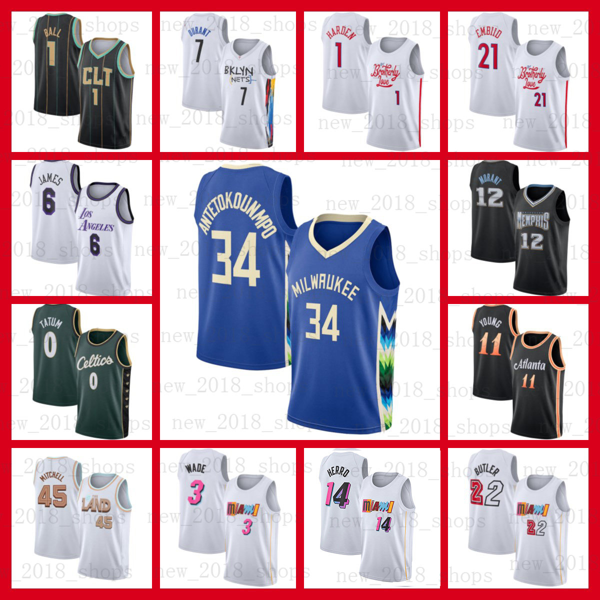 

Milwaukee''Bucks''Basketball Jersey Giannis Antetokounmpo 34 Miamis Dwyane Wade Jimmy Butler Tyler Herro Heats Luka Chris Paul Devin Booker Doncic Jayson Tatum, 2022 jersey