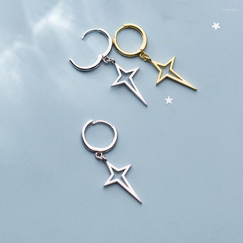 

Hoop Earrings 925 Sterling Silver Hollow Star Pendant For Women Prevent Allergy Geometric Jewelry Gifts S-E1087