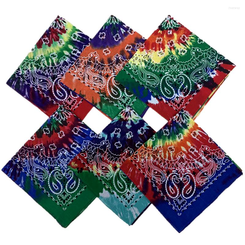 

Scarves Design Tie Dye Women Cotton Square Scarf Gradient Color Hip Hop Bandana Cashew Spin Headband Gifts For Men/Boys/Girls