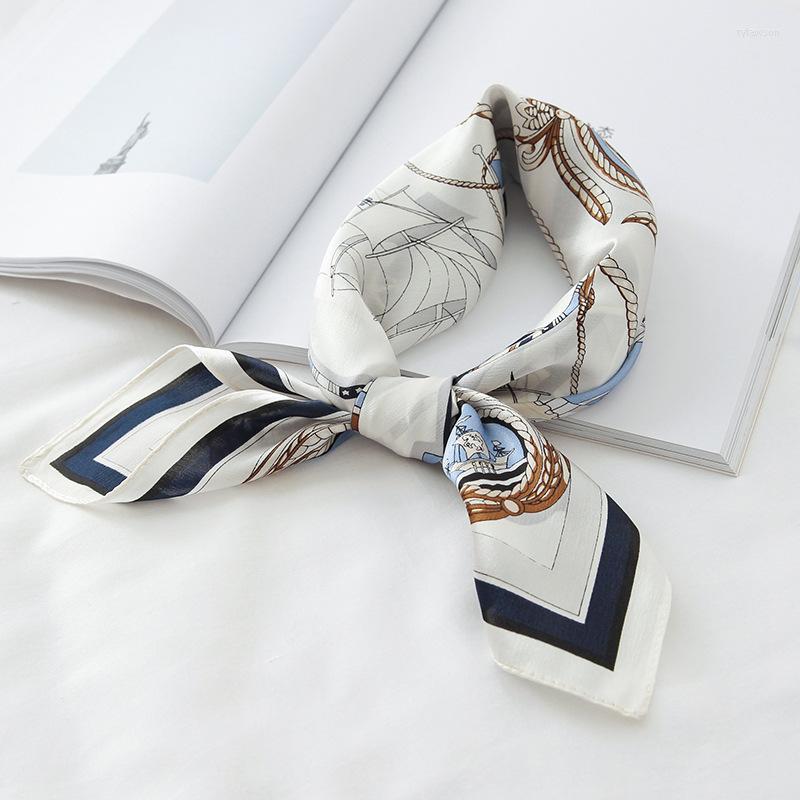 

Scarves 2022 Brand Natural Real Silk Neckerchief For Women Print Square Scarf Headscarf Pure Bandana Hijab Foulard