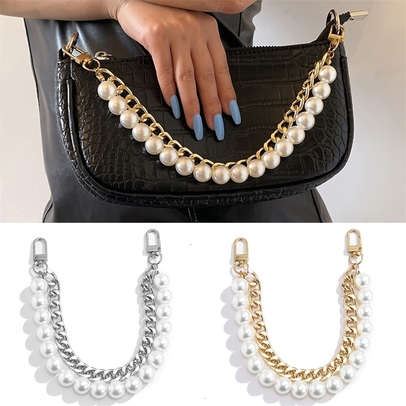 

Bag Parts Accessories Pearl strap For Handbag Belt DIY Purse Replacement Handles Cute Bead Metal Chainfor Gold Clasp 221114