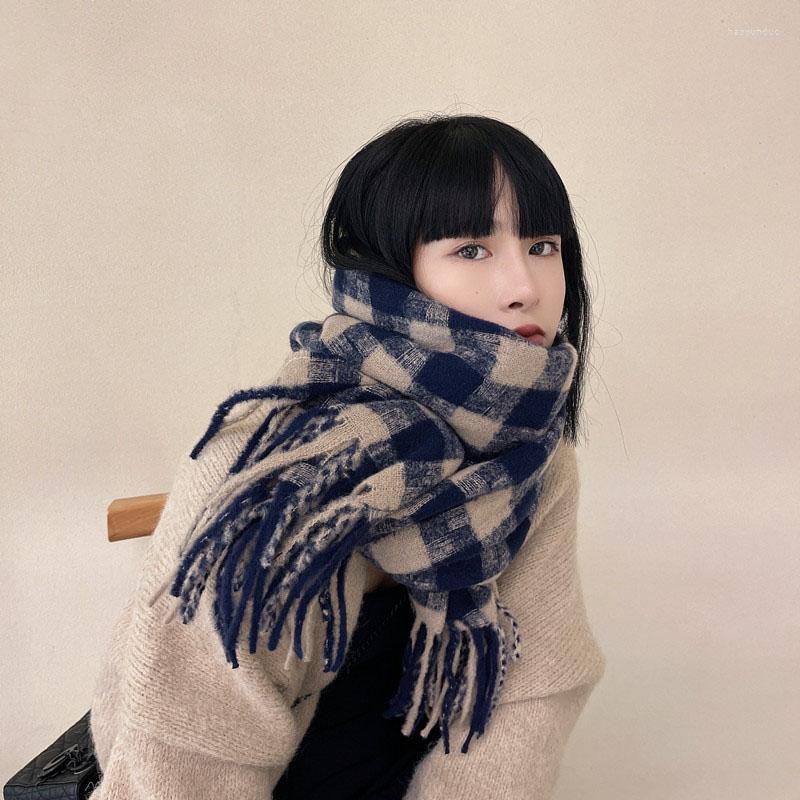 

Scarves 2022 Luxury Women Houndstooth Scarf Cashmere Tassel Female Shawls Foulard Fashion Lady Winter Neck Warmer Wraps Pashmina