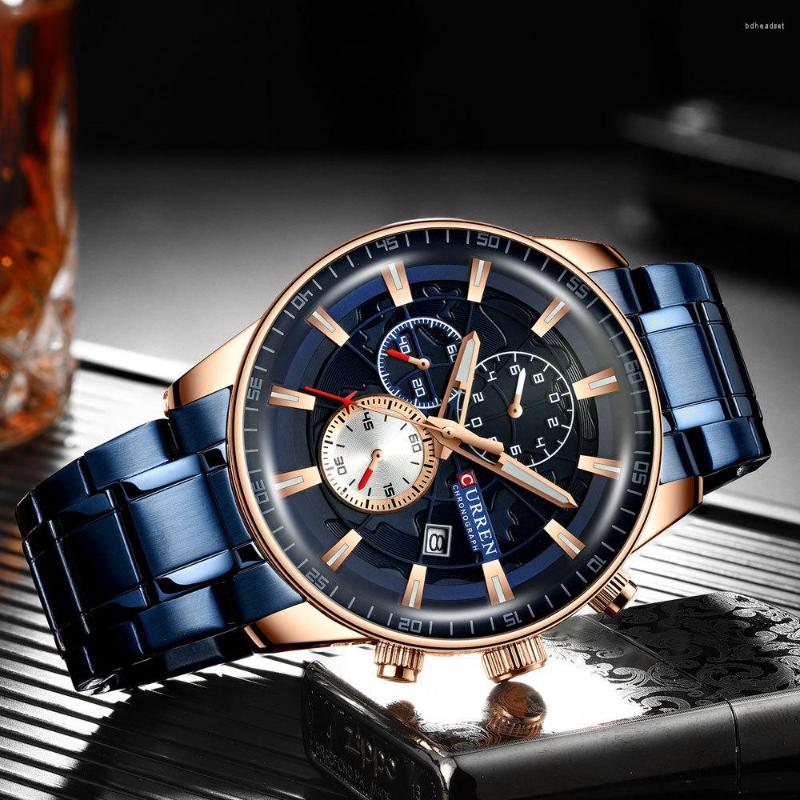 

Wristwatches Men Classic Quartz Movement Luminous Hands Sport Waterproof Stainless Steel Band Watches, Gold