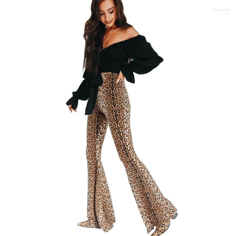 

Women's Pants Women's & Capris Women High Waist Leopard Print Wide Leg Autumn Fashion Casual Bodycon Elastic Trousers Leggings Trouser, Khaki
