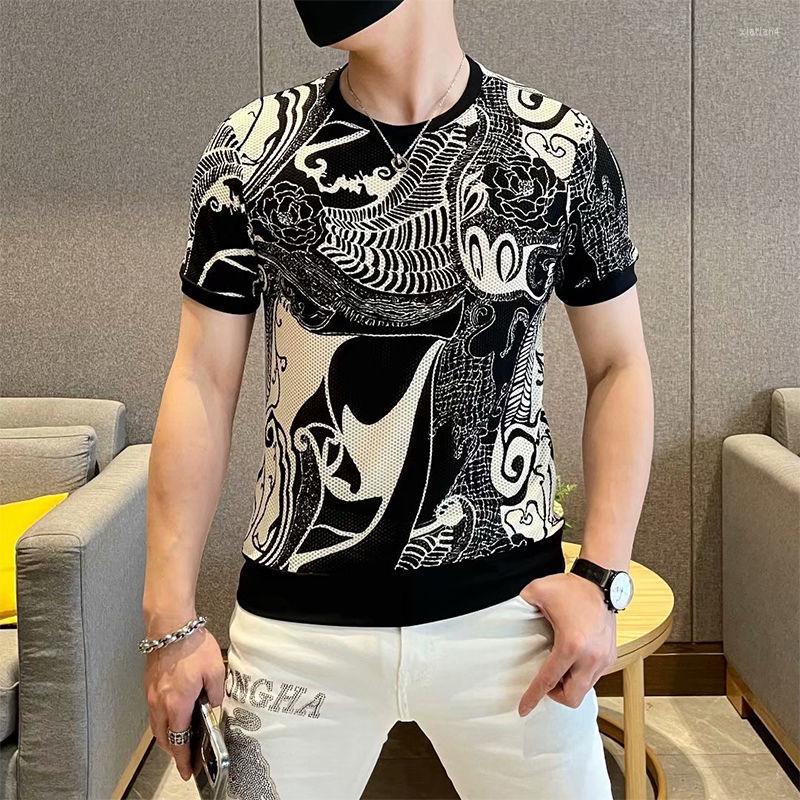 

Men's T Shirts Mesh Velvet T-Shirt Various Colors Club Party Handsome Trend Luxury Sexy Ventilation Soft High Elasticity Unisex Clothing, As shown