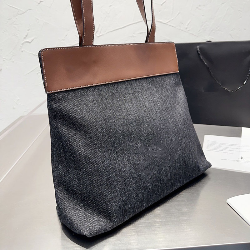 

Trend Women Denim Fashion Luxury Designer Tote Bag Classic Buckle Quilted Leather Portable Large Capacity Cosmetic Shopping Bag Handbag Suitcases Multi Pochettes, Grey