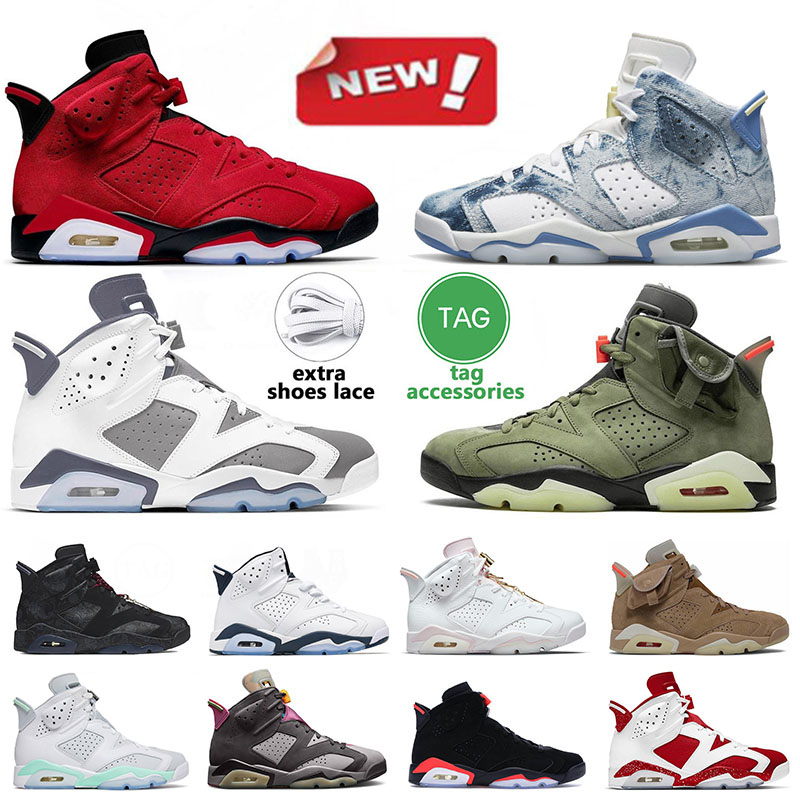 

Basketball Shoes Sports Sneakers Trainers Blue Bordeaux Infrared Designer Jumpman 6 6S Mens Womens Red Oreo Vi Cactus Jack Unc, 40-47 black infrared