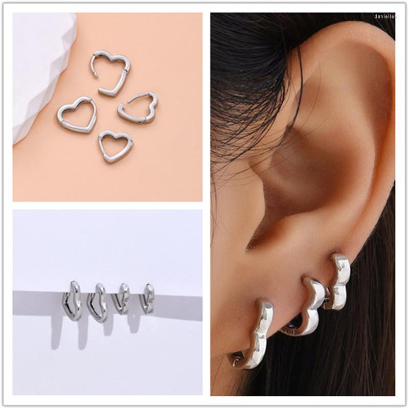 

Hoop Earrings 4 Pcs/Set Fashion Silver Color Heart For Women Trendy Party Wedding Simple Jewelry Gifts