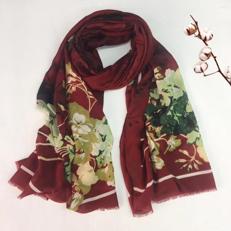 

Scarves 2022 Est Cotton Ombre Floral Fringe Scarf Shawls Wrap Flower Bloosom Print Muslim Hijab Muffler 3 Color