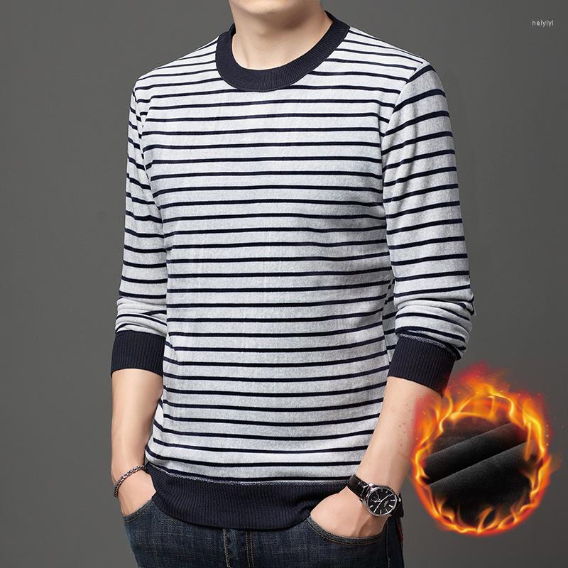 

Men's Sweaters Men's Sweater O-Neck Striped Slim Fit Knittwear Men Thick, Black