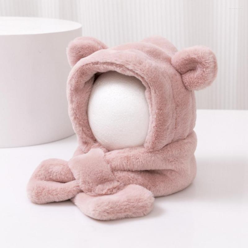 

Berets Kids Winter Hat Scarf Plush Cap Cold-proof Baby Bonnet, Beige