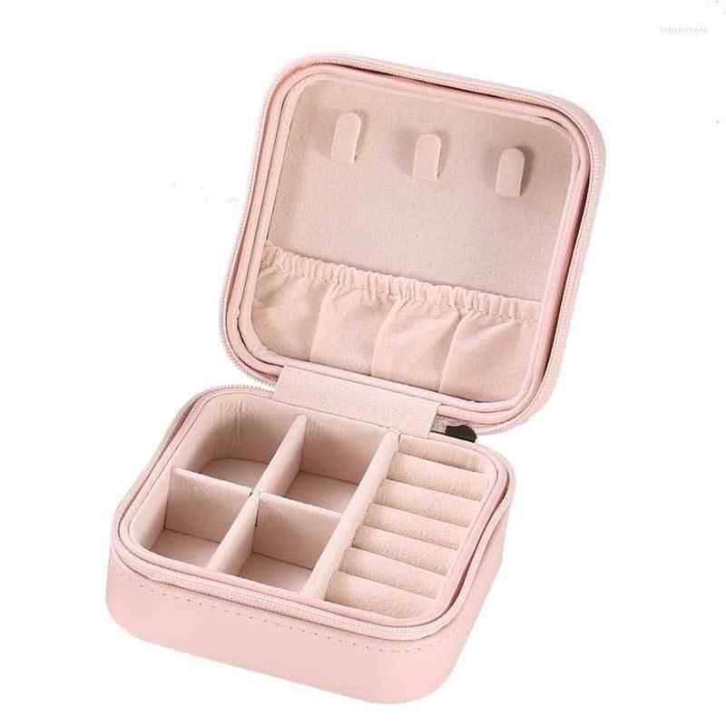 

Jewelry Pouches ELANUOYY Portable Storage Box Stud Earring Ring Zipper