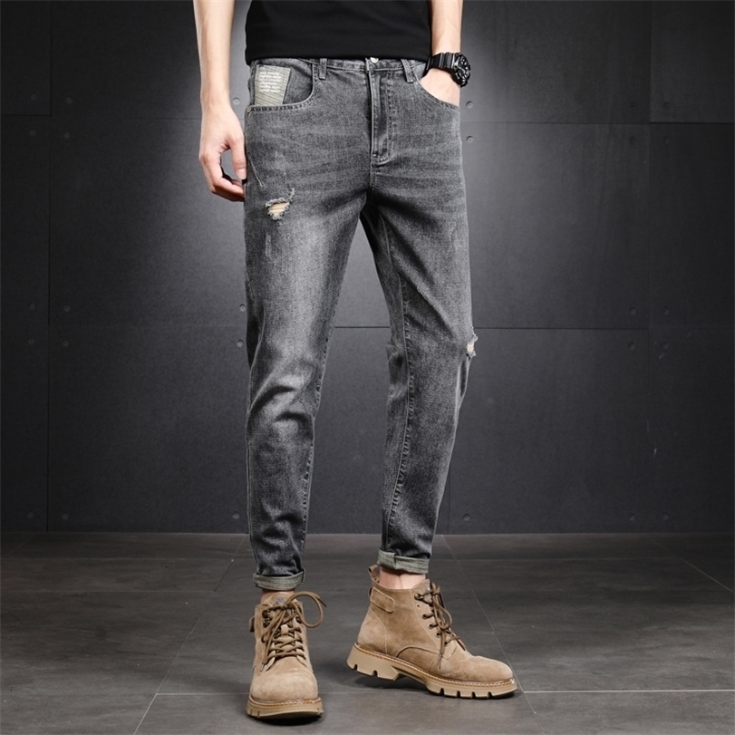 

Mens Jeans Fashion Trousers Cotton Straight Elastic Business Pants Classic Style Denim Male 221113, Blue