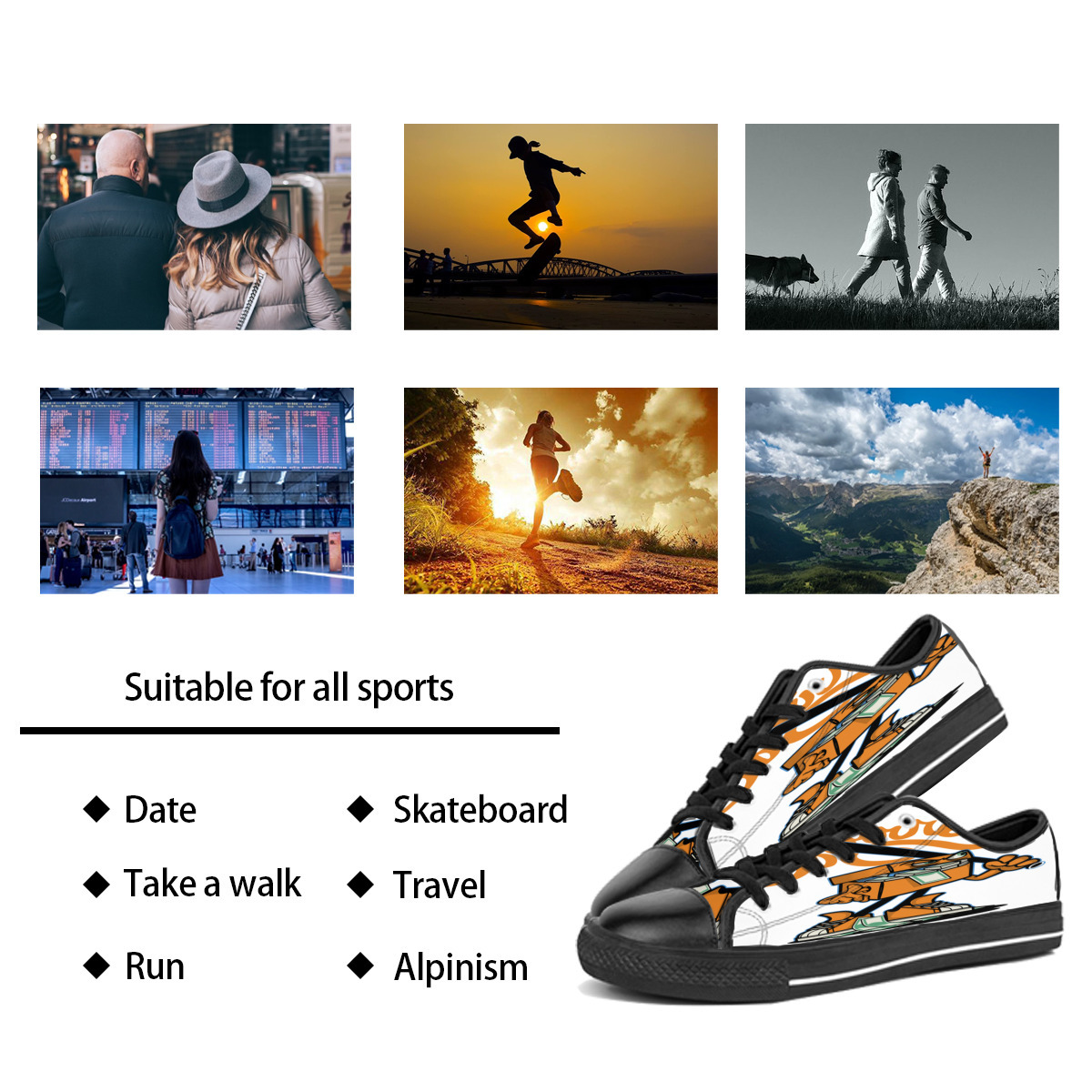 

Custom shoes Classic Canvas Low cut Skateboard casual triple black Accept customization UV printing low mens womens sports sneakers Breathable color 49, Notice