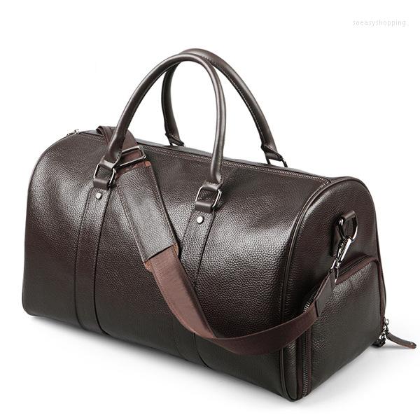 

Duffel Bags 2022 Leather Travel Bag Luxury Men Women Large Capacity Portable Unisex Shoulder Handbags Vintage Duffle, Black