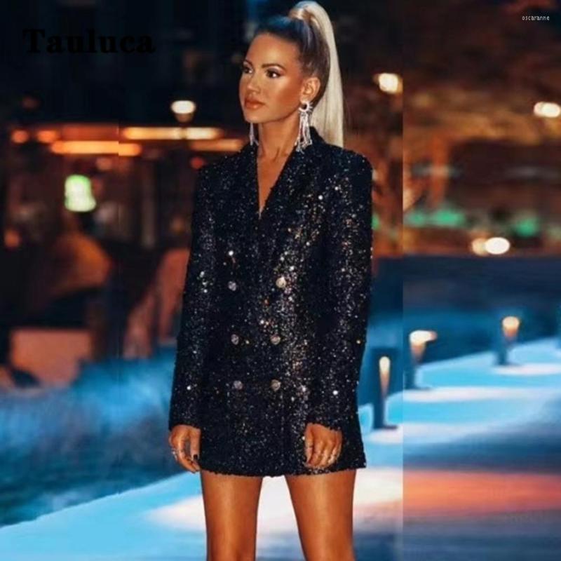 

Women' Suits Sparkly Shinny Glitter Long Sleeve Mid Length Blazer Sequins Women Evening Suit Office Lady Tops Female Night Club Party, Black