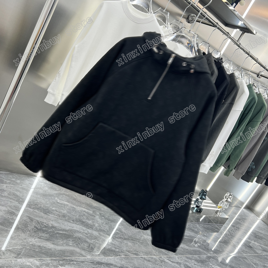

xinxinbuy Men designer Hoodie sweater Dark Jacquard pocket Denim Paris women black white blue khaki S-XL, 01